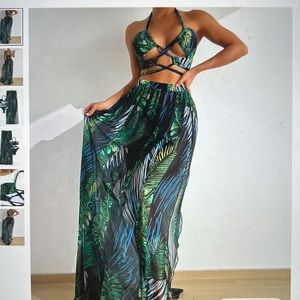 3 piece. See through skirt